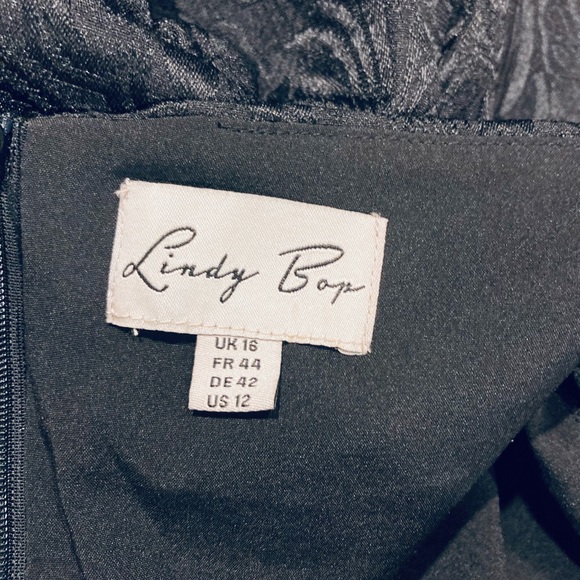 🖤 Lindy Bop Tiana Twinset Brocade Off-Shoulder Swing Dress with Bows & Jacket - Picture 6 of 11